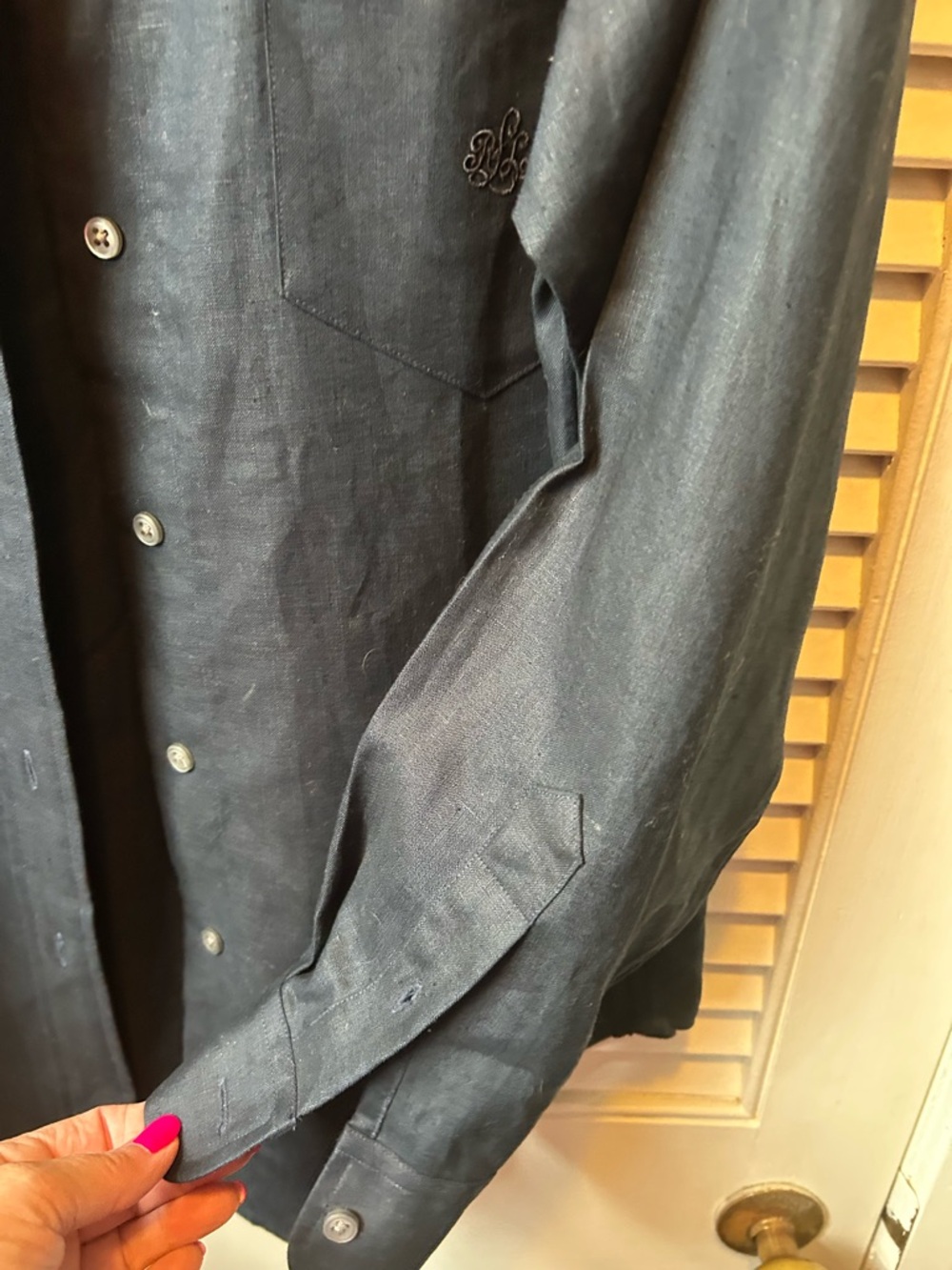 Ralph Lauren linen ladies shirt blouse NWOT navy - Picture 3 of 6